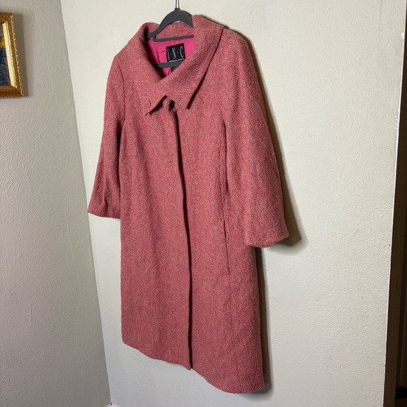 INC Pink Wool Blend Coat 3/4 Sleeves Size 12 - Picture 2 of 7